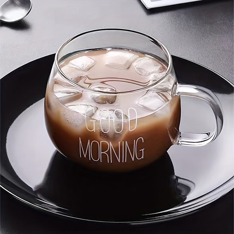 1pc, Good Morning Breakfast Milk Oatmeal Cup, High Borosilicate Glass Mug, Large Capacity Glass Cup, 400ml/13.6oz