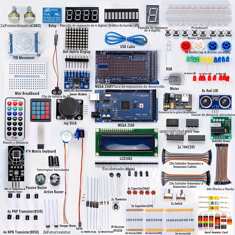 1 Set Full Version Starter Kit For Arduino Beginner Learning, MEGA 2560 Servo Motor LCD1602 Model