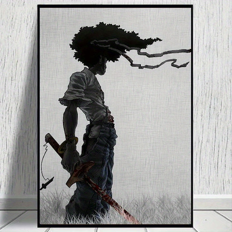 1pc African Samurai Anime Poster, Room Aesthetics Poster, Decoration Painting, Canvas Wall Art, Living Room Poster, Bedroom Painting, Home Decor, Frameless