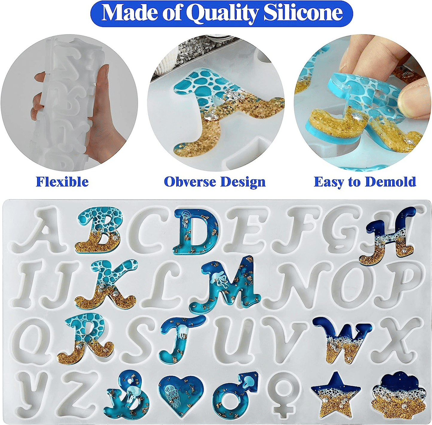 168pcs Obverse Alphabet Resin Molds Kit, Silicone Molds for Resin Casting DIY, Letter & Ornament Epoxy Molds Resin Keychain Making Set with 1 Hand Drill 2 Drill Bits 164pcs Keychain Supplies