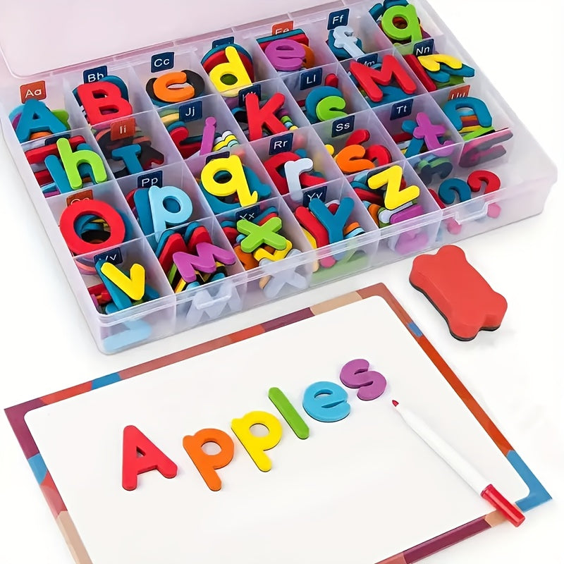 208pcs Colorful Magnetic Spelling Letters, Including 2 Sets of 26 Uppercase Letters And 6 Sets of 26 Lowercase Letters