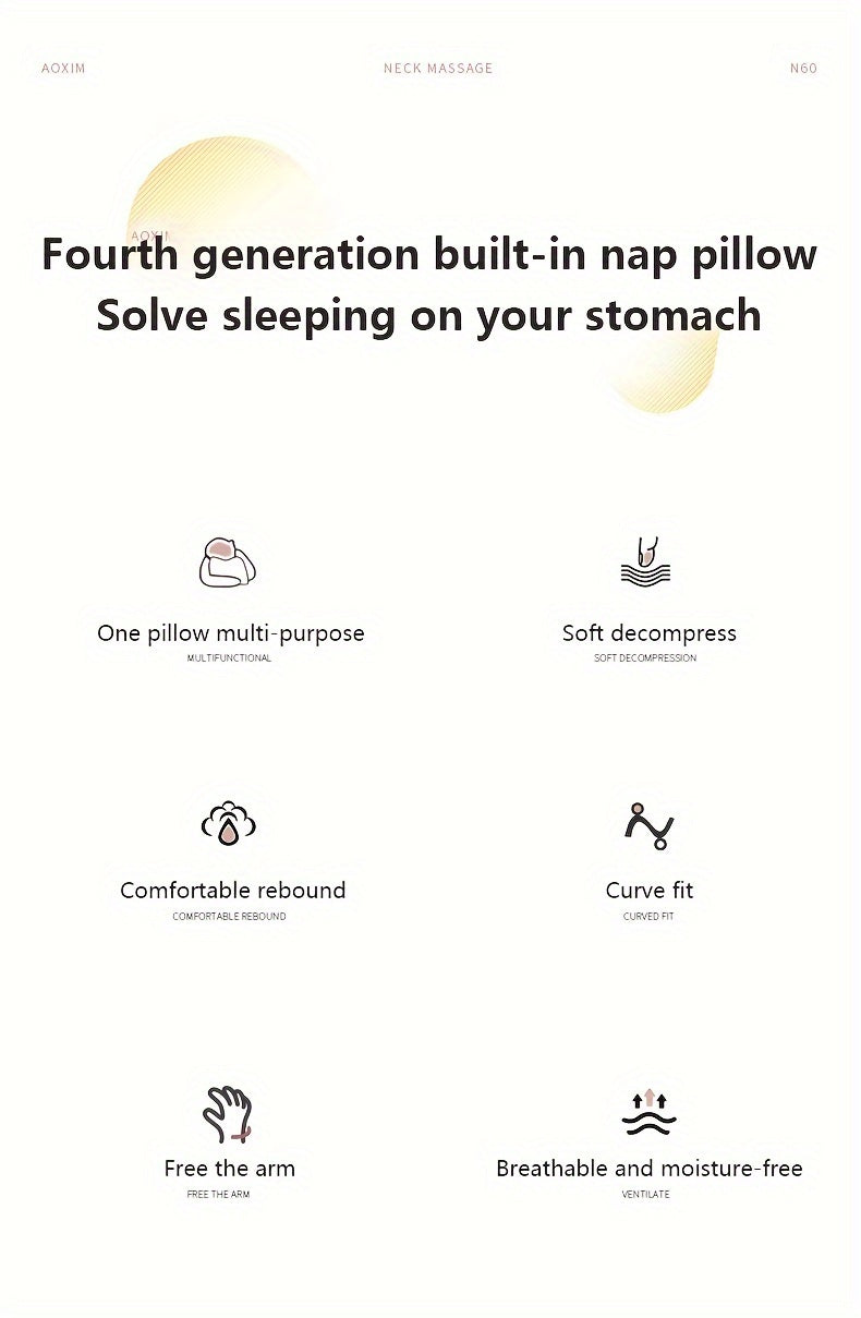 1pc Ergonomic U-Shaped Nap Pillow –, Portable & Machine Washable, Comfortable for Office, Student, and Travel Use, Available in Blue, Gray, Pink
