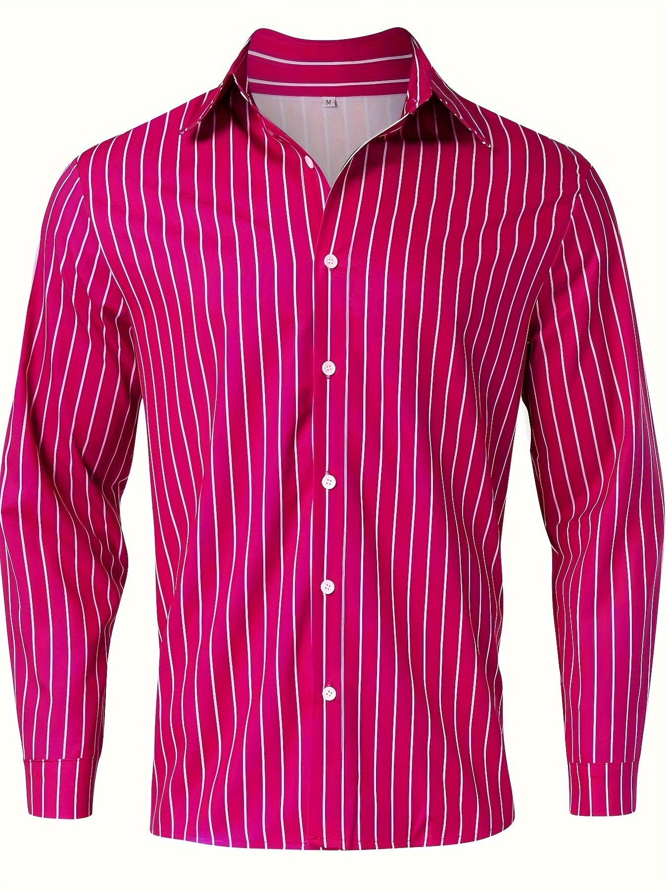 Casual Striped Men's Daily Thin Long Sleeve Button Up Shirt For Spring Summer Outdoor, Gift For Men