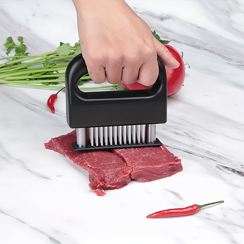 1pc Household Multifunctional Stainless Steel Meat Tenderizer, 48 Pine Needles Meat Tenderizer - a Must for Meat Marinating! Highly Efficient Meat Tenderizer, One-Click to Create Delicious Tender Meat, a New Choice of Kitchen