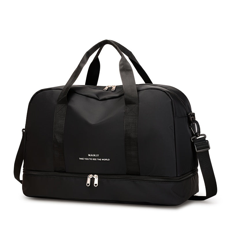 Large Capacity Expandable Gym & Travel Bag - Durable Nylon, Multi-Pocket Design with Zipper Closure, Ideal for Fitness, Overnight, and Weekend Trips, Gym Bag|Expandable Bag|Zippered Bag