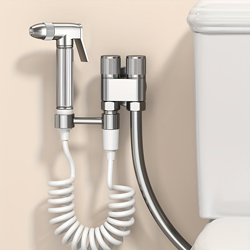 1pc Stainless Steel Handheld Bidet Sprayer - Powerful, Non-Electric Bathroom Cleaning Nozzle with Extendable Hose for Toilet Flushing & Personal Hygiene