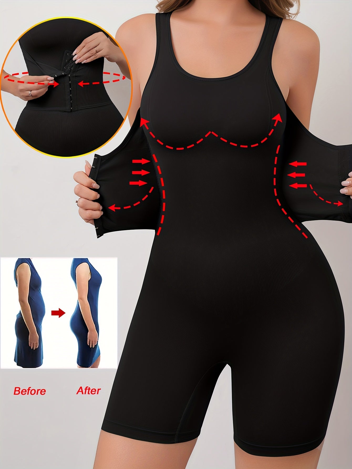 Women's Full-Body Tummy Control Bodysuit - Double-Layer High Compression Shaping Suit with Butt Lift & Waist, Smooth Curves Instantly, Brown/Black/Navy/Beige, Hand Washable One-Piece for Postpartum &