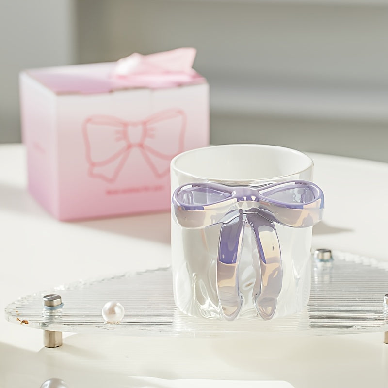 350ml Elegant Butterfly Bow Ceramic Coffee Mug, Hand Wash Only Multipurpose Cup, Reusable, Recyclable Gift Set for Adults for Christmas, Halloween, Thanksgiving, Valentine's Day