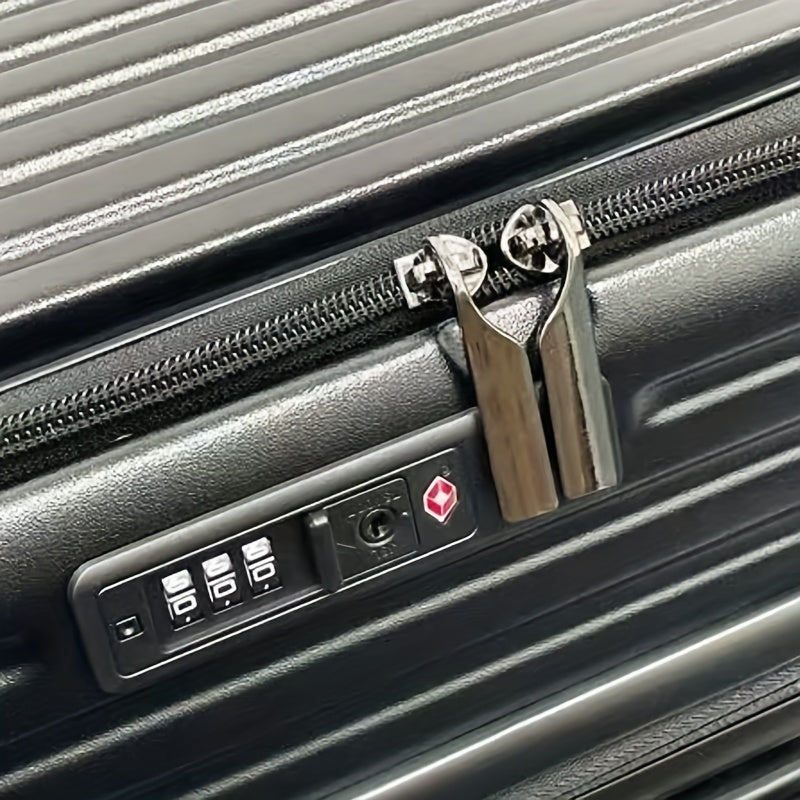 Hard Shell Spinner Luggage, Front Opening, Telescopic Handle, Durable ABS+PC Material, TSA Lock, Cup Holder, Shock Absorbing Wheels, Iron Pull Handle, No Electricity Required, No Print, for Travel