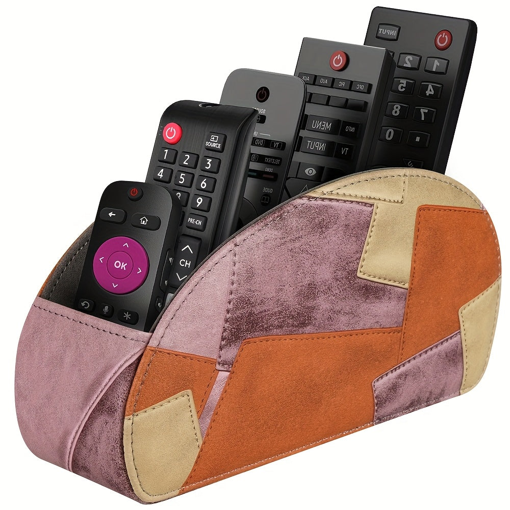 Remote Control Holder with 5 Compartments - Black Faux Leather Remote Caddy for TV, DVD, Blu-Ray, Media Player, And Heater Control, Independent Storage, Desk & Drawer Organizer for Home Storag, Desk & Drawer Organizer for Hom