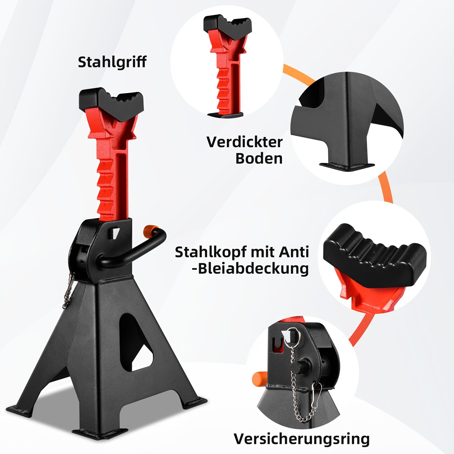 1-Pair Heavy Duty 6-Ton (12,0.0 g) & 3-Ton (6,0.0 g) Capacity Steel Jack Stands with Interlocking Stability, Secure Latches & Rubber Caps - Alloy Steel Construction, A-Frame Design for Car Repair, Vehicle Maintenance, Garage,