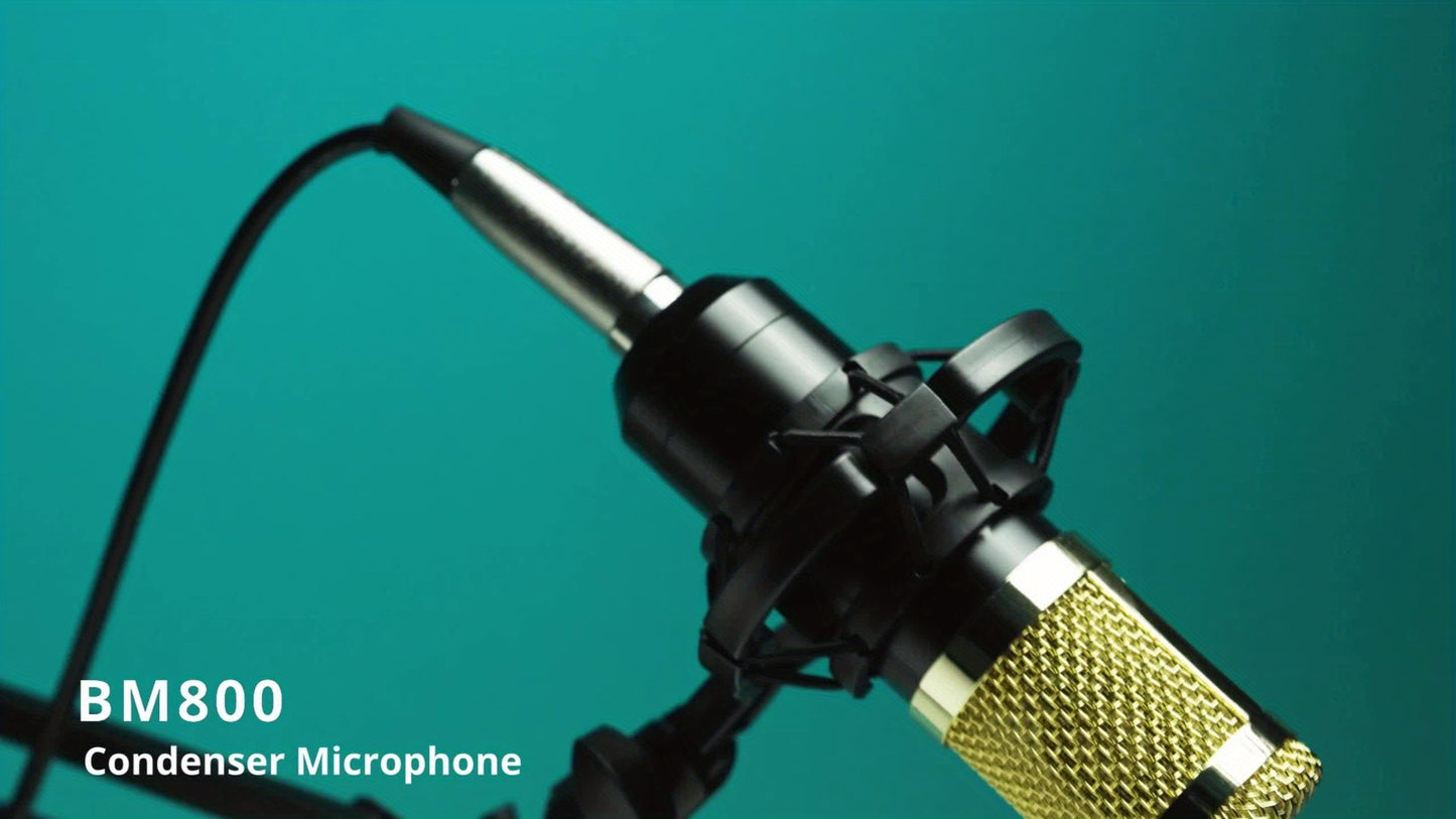 Podcast Equipment Bundle, with BM800 Podcast Microphone And V8 Sound Card, Voice Changer - Audio Interface -Perfect for Recording, Singing, Streaming And Gaming, Microphone for Podcast, Microphone Podcast, Compact Setup, Reli