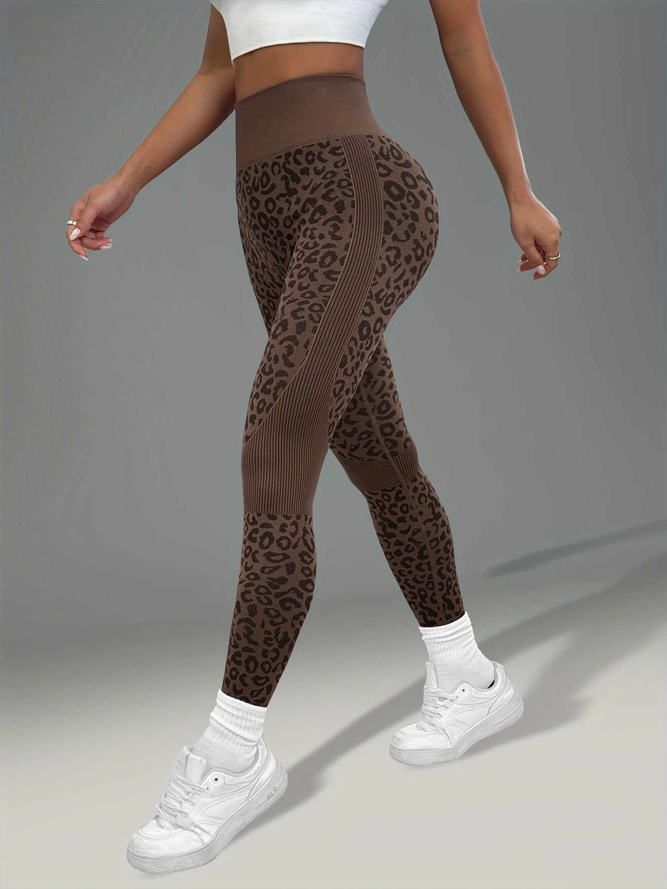 Women'S Leopard Print Yoga Pants - Non-Slip Workout Leggings with Elastic Waistband, Stretchy & Breathable Gym Pants for Yoga, Running, Casual Attire - All-Season Fitness Leggings in Pink & Leopard Print - Non-Slip Grip Activ