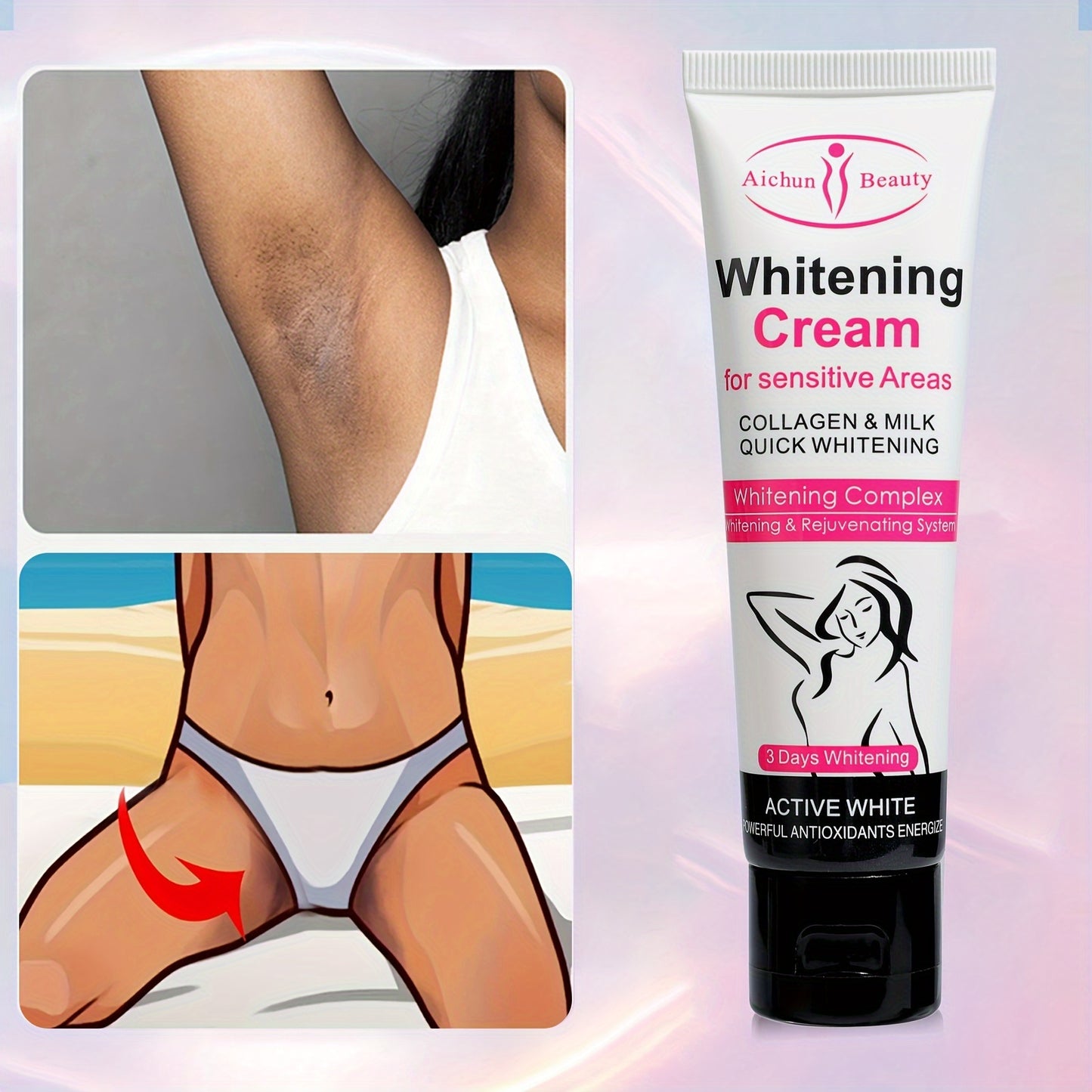 1pc Snow Bleach Cream, Skin Illuminating Cream, Radiance Cream For Intimate Area, Underarm, Knees, Elbows, Inner Thigh, Bikini Line, Armpit Parts, Body Dark Area Skin
