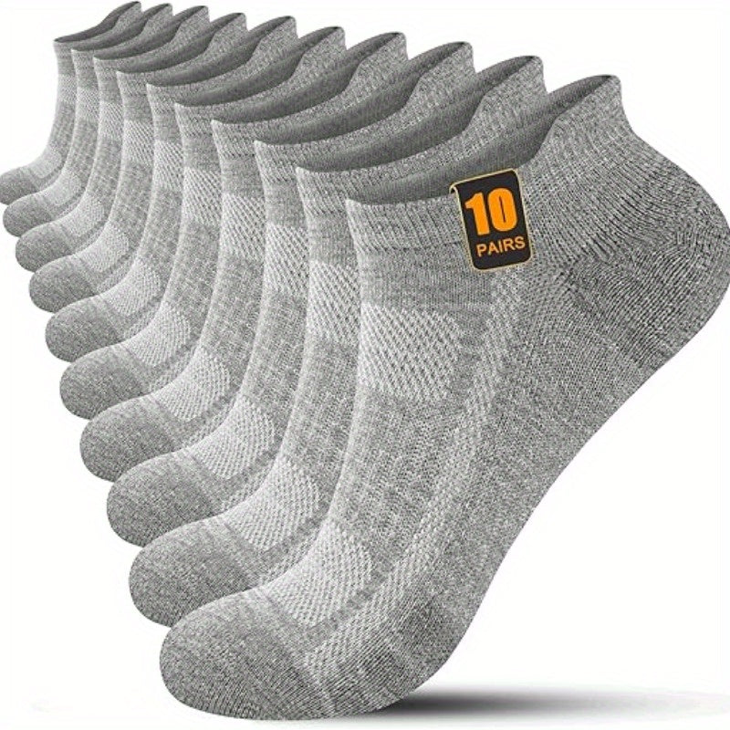 10 Pairs THCBME Men's Heavy-Duty Cushioned Dress Socks - Low-Cut All-Black/Charcoal Grey/White Toe, Thick Comfort for, Office, Formal & Casual Wear, Bulk Pack (10-Pair Box) - Durable Everyday Socks