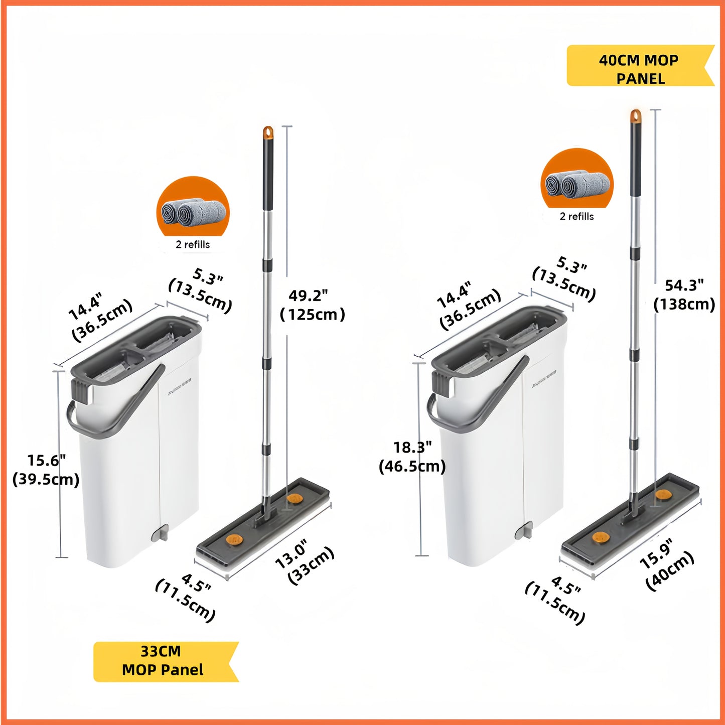 Mop And Bucket Set, Upgraded Slim Gap Storage 2-in-1 Hands-Free Mop Bucket Set, Integrated Scrubbing and Washing Design for Wooden Floors and Tiles, Space-Saving Portable Home Cleaning Tool, Comes with 2 Washable and Reusable