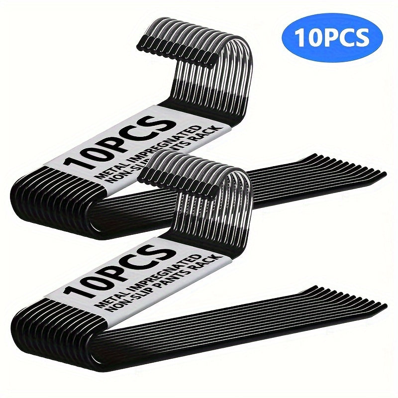 10pcs Space-saving Goose Z-shaped Pants Hanger Durable Metal Material Multi-functional Pant Storage Household Supplies, Clothing Store Pants Display Clothes Rack