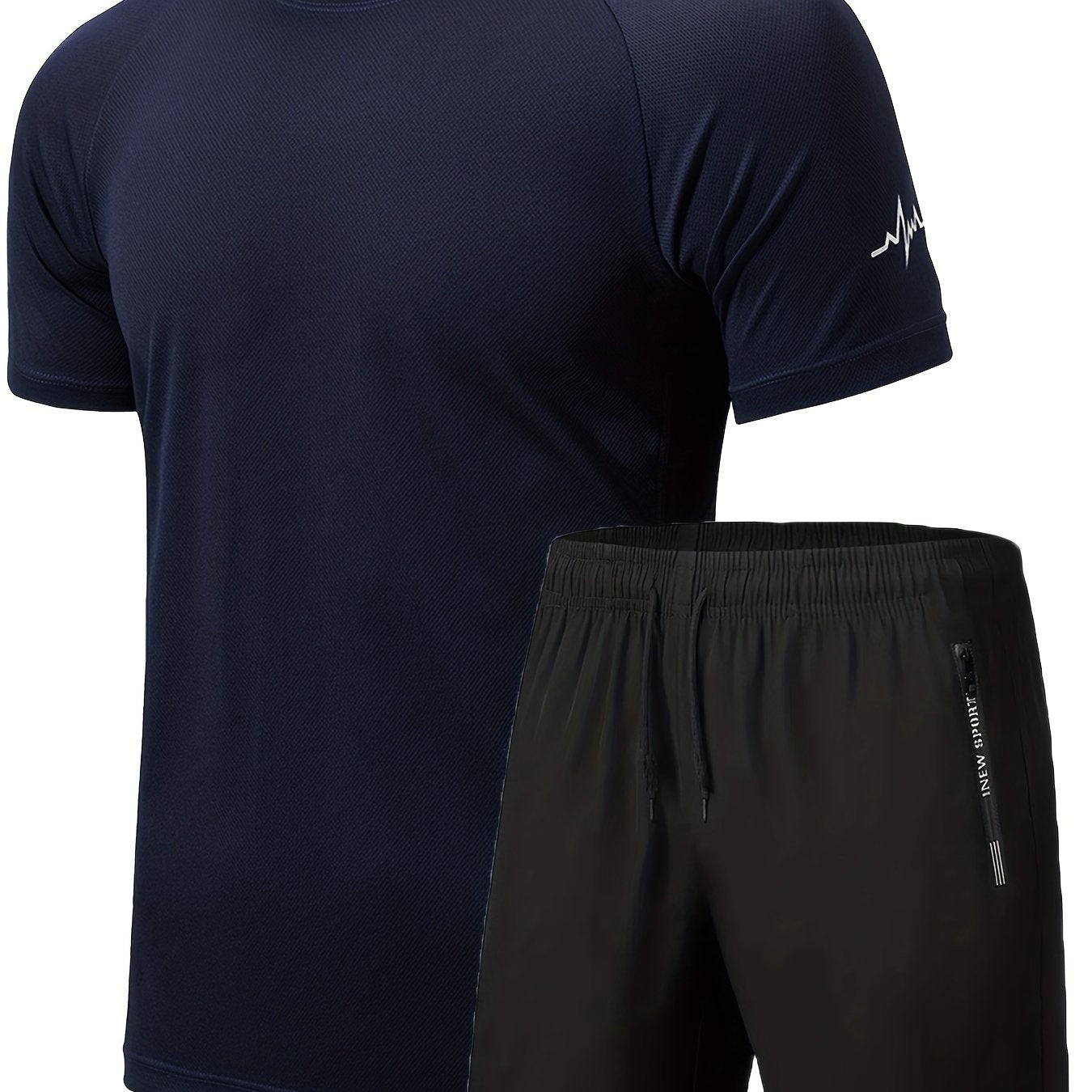 Men's 2Pcs Outfit, Solid Workout Short Sleeve T-shirt & Drawstring Shorts For Basketball Football Exercise Training Running Gym