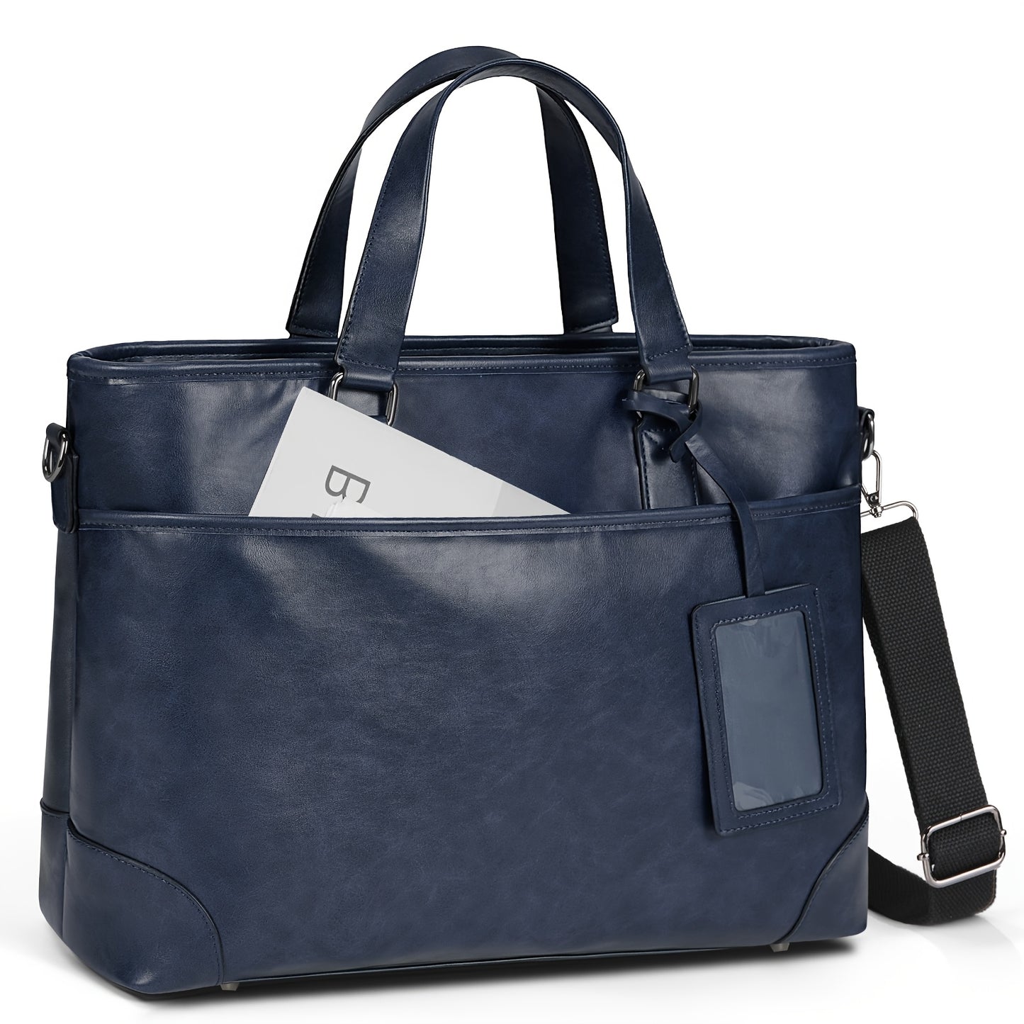 RAINSMORE Men's large-capacity 15.6-inch laptop briefcase Men's PU Leather briefcase shoulder bag commuting business bag