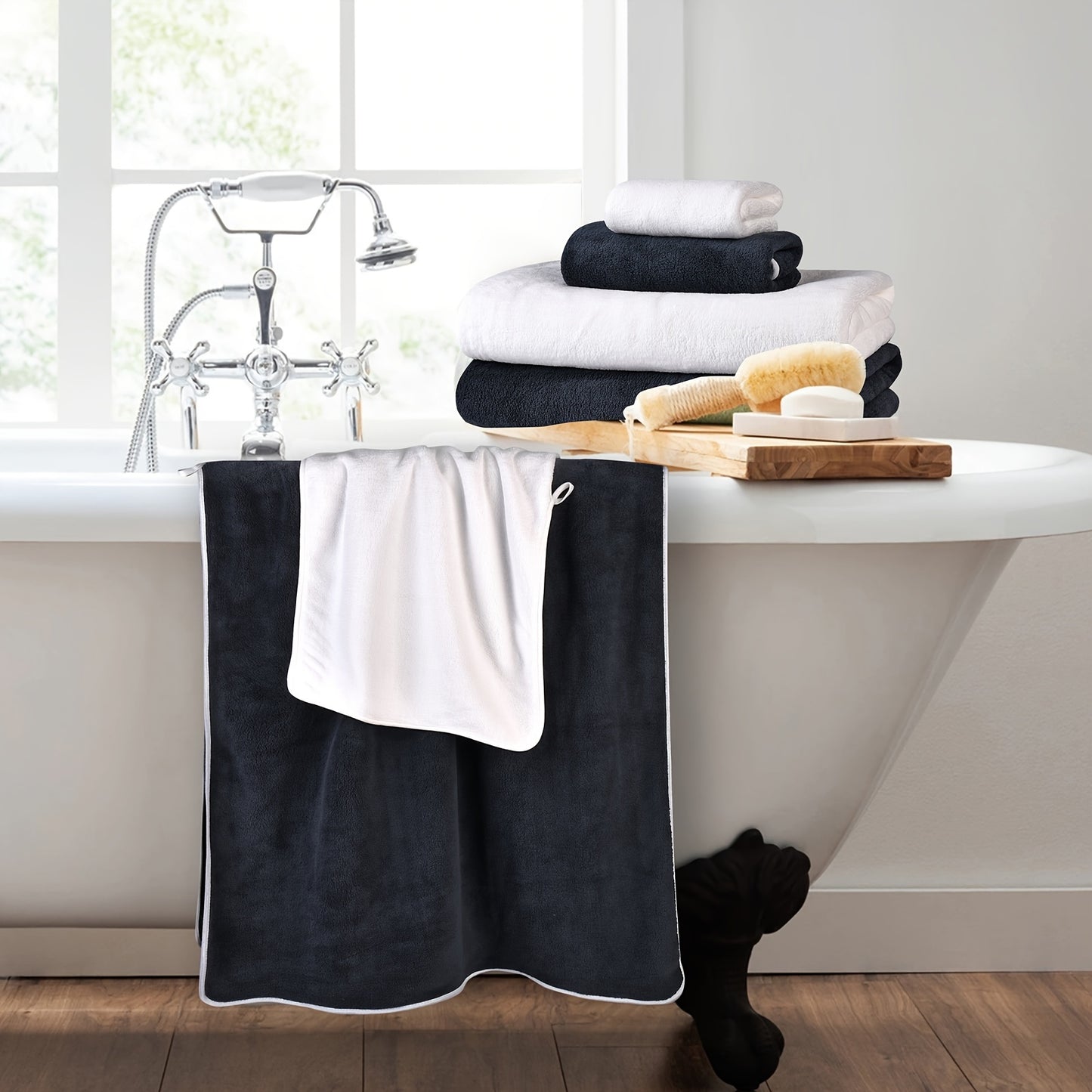 8-Pack Super Soft Coral Bath Towel Set, 2 Bath Towels 68.58 x 139.7 cm, 2 Hand Towels 34.8 x 76.2 cm, 4 Square Towels 34.8 x 34.8 cm, Quick Drying, Quick Absorbent and Lightweight, Outdoor Fitness, Camping Towels Bathroom Tow