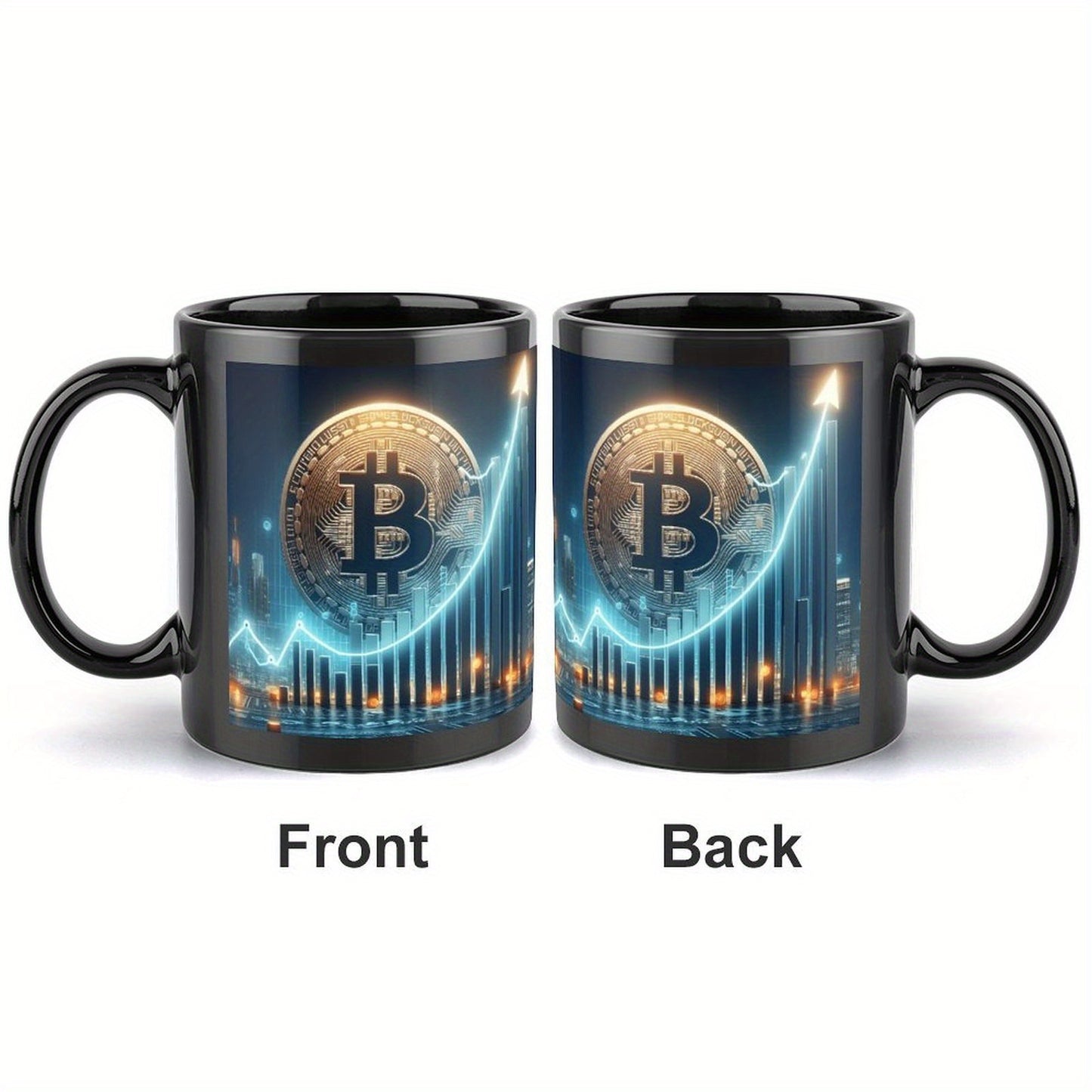 1pc 11oz Bitcoin Ceramic Coffee Mug – Insulated Reusable Tea Cup with Crypto-Themed Design, Perfect Gift for Women, Mom, or Girlfriend, Gift for Crypto Enthusiasts | Cryptothemed Mug | Sleek Glossy Finish