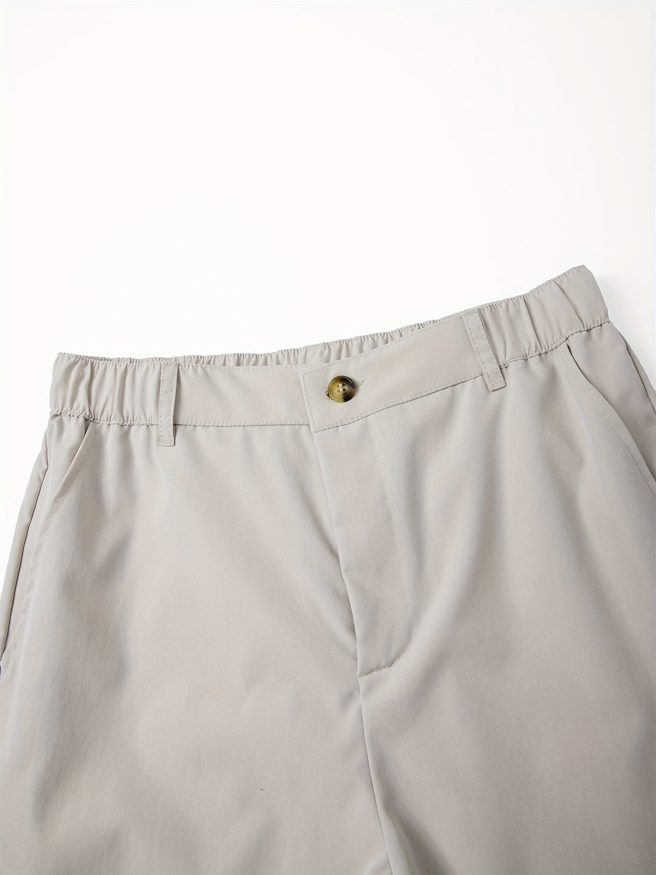5pcs Men'S Fashion Solid Color Shorts, Woven, Simple, Straight Leg, Five-Inch, Versatile, Business Style, Street, Versatile, Beach Vacation, Travel, Outdoor, Casual, Sports, Zipper, Resin, Button, Half, Elastic, Belt, Casual