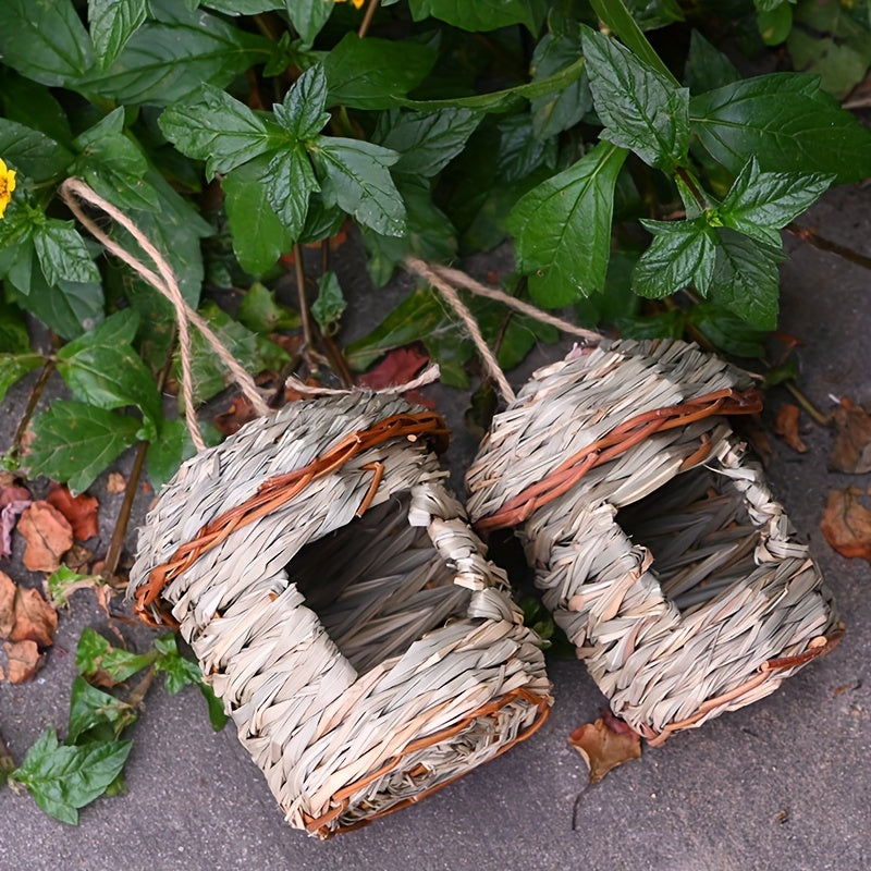 1pc Natural Grass Woven Bird House, Hanging Garden Decoration Pet Straw Bird Nest Bird House