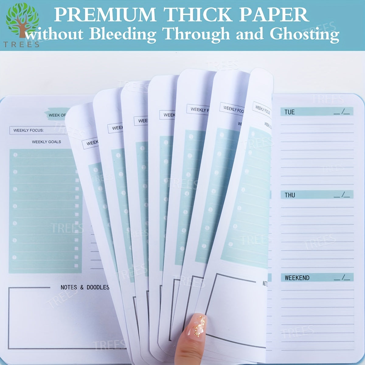 1pc Trees Spiral Undated A5 Daily Weekly Notebook Planner Agenda, Stationery Office School Supplies, Record Daily Plans To Achieve Future Goals, 21.08*13.97 Cm, 52 Sheets