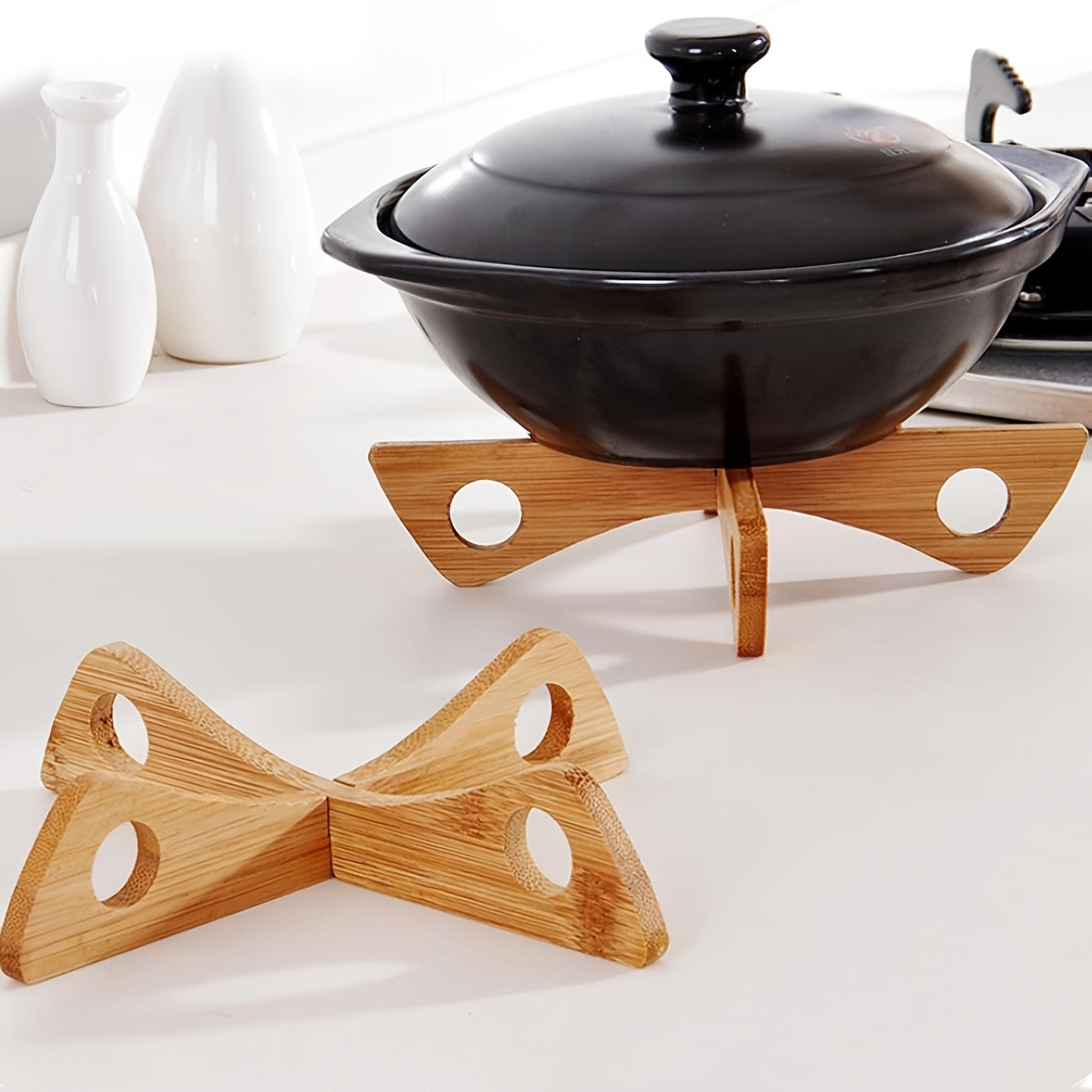 1pc Wood Trivets For Hot Dishes, Heat Resistant Wooden Pot Mat, Bowl Cup Coaster, Anti-scalding Placemat, Kitchen Table Decor