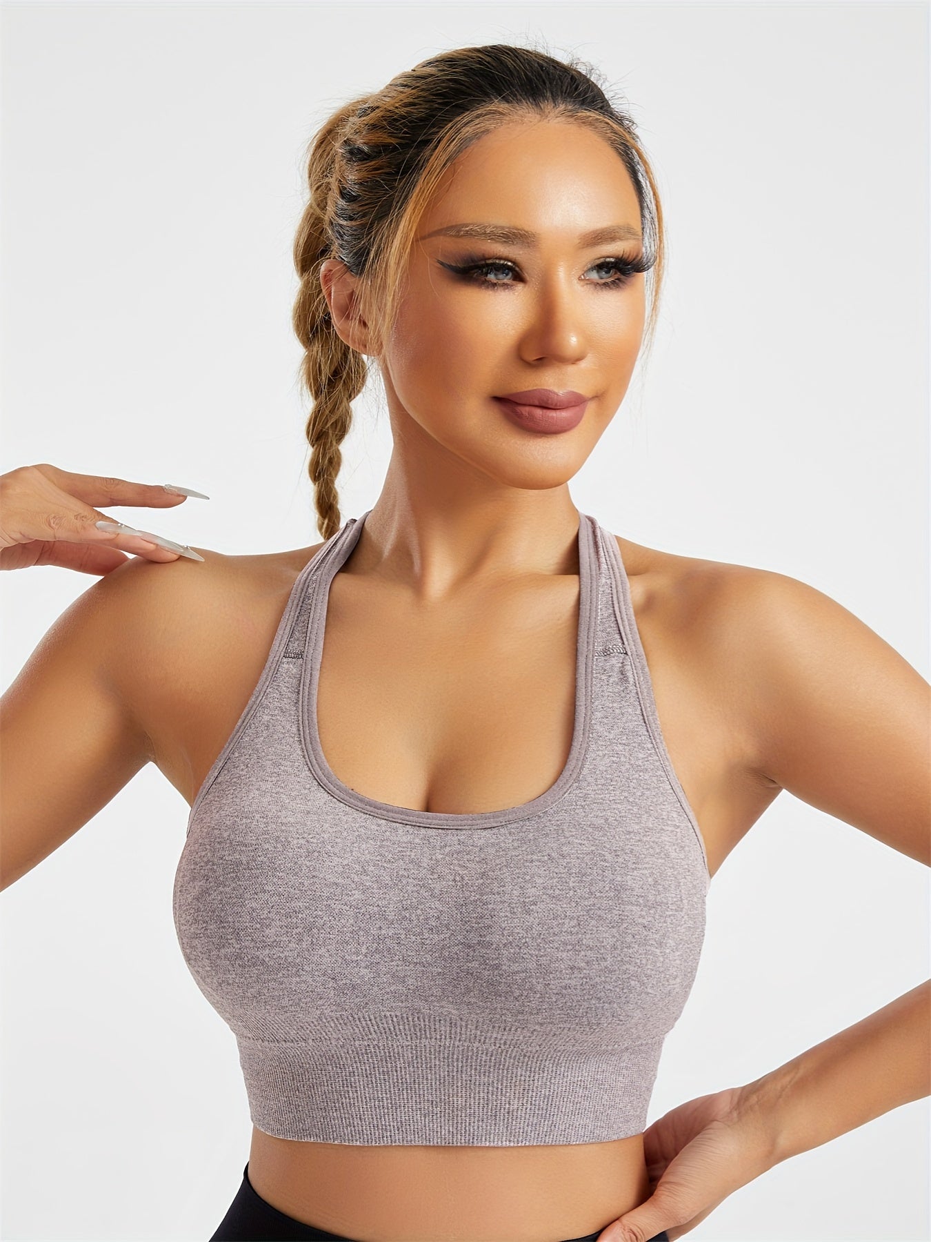 Women's Sports Bra, Racerback, Low Cut, Racerback Open Back, Yoga Fitness Running Outdoor Wear