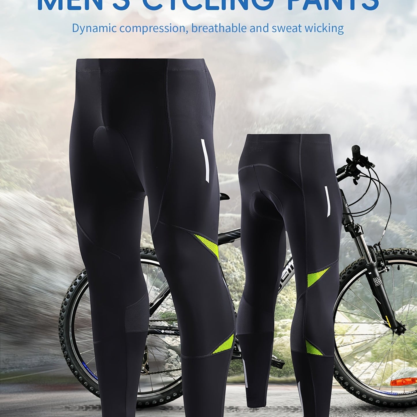 Quick Dry Men's Cycling Pants With Padded Seat - Stretchy Bike Leggings For Comfortable Riding