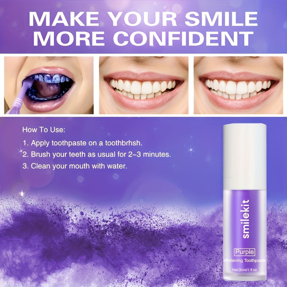 Minty Fresh Purple Whitening Toothpaste - Deep Clean, Gentle on Gums, Freshens Breath, Portable for Travel & Home Use