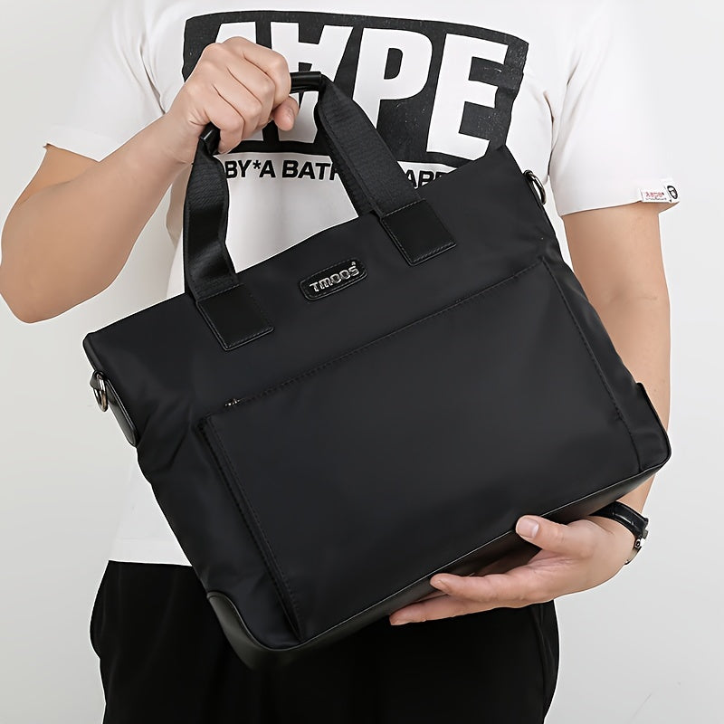 TMOOS Men'S Lightweight Oxford Business Casual Tote Bag - Large Capacity Multi-Compartment, Adjustable Shoulder Strap, Durable & Stylish for Work, Travel, and Everyday Use, Travel Tote Bag, Professional Appearance, Secure Zip