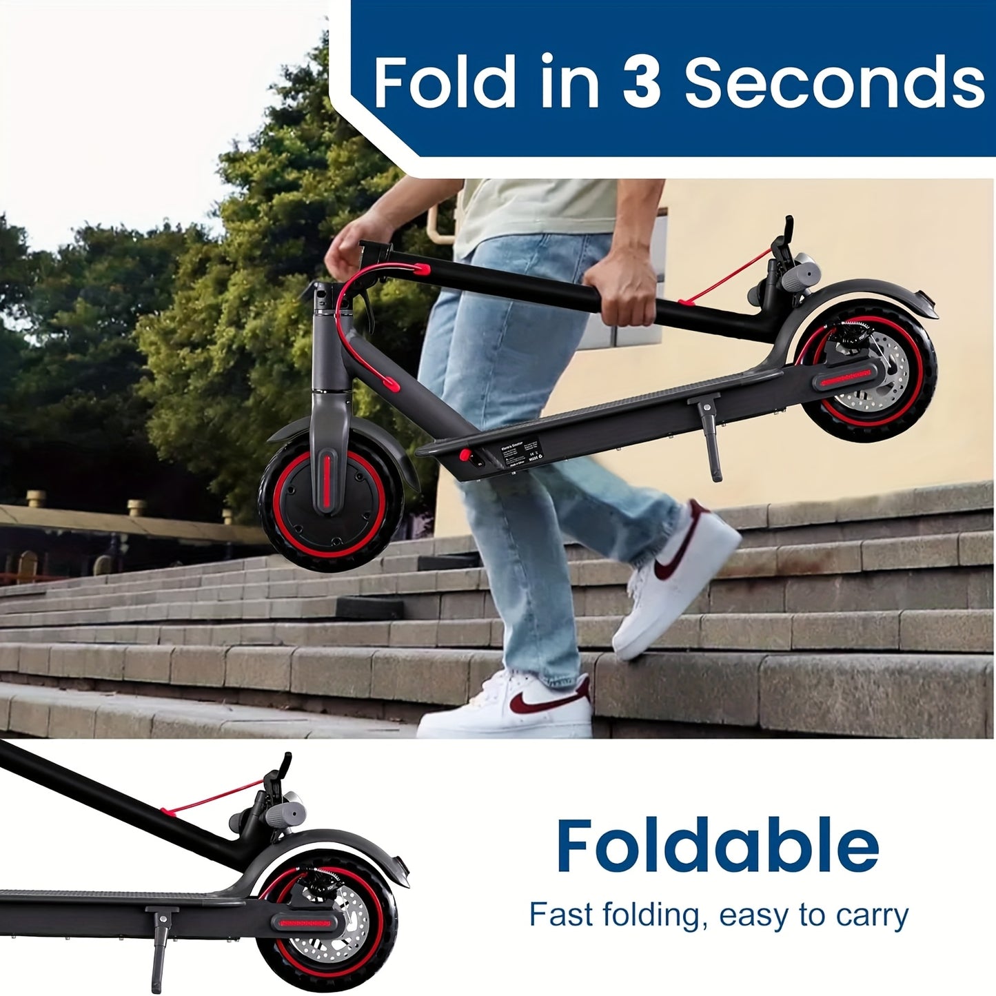 8.5-Inch Adult Electric Scooter, 350W Motor, Foldable Pedal Bike with LED Display And Headlights, 10.4Ah Battery, Maximum Range 21 Miles, Maximum Load Capacity 120Kg, Electric Scooter with Phone Holder And Lock, 3 Speed Modes