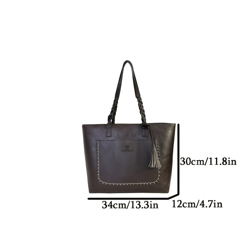Women's Large Capacity Tote Bag - Elegant -like Handbag with Zipper Closure, Spacious Work Bag for Women, Available in Black/Brown/Red/ - Perfect for Office, Travel, Everyday Use, Sophisticated Design, Sturdy Handle Construct