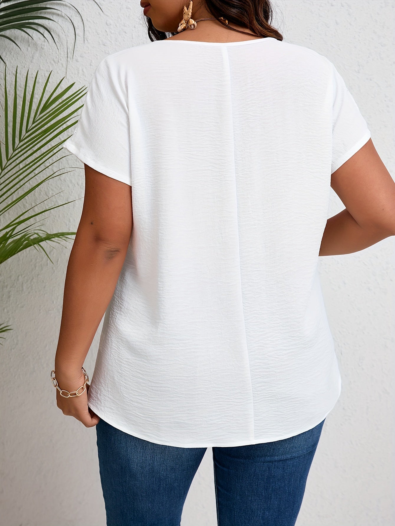 Women'S Plus Size Casual Top - Elegant Maroon Blouse with Contrast Lace Detail, Non-Stretch Fabric, Perfect for Spring/Summer/Fall, Plus Size Blouses