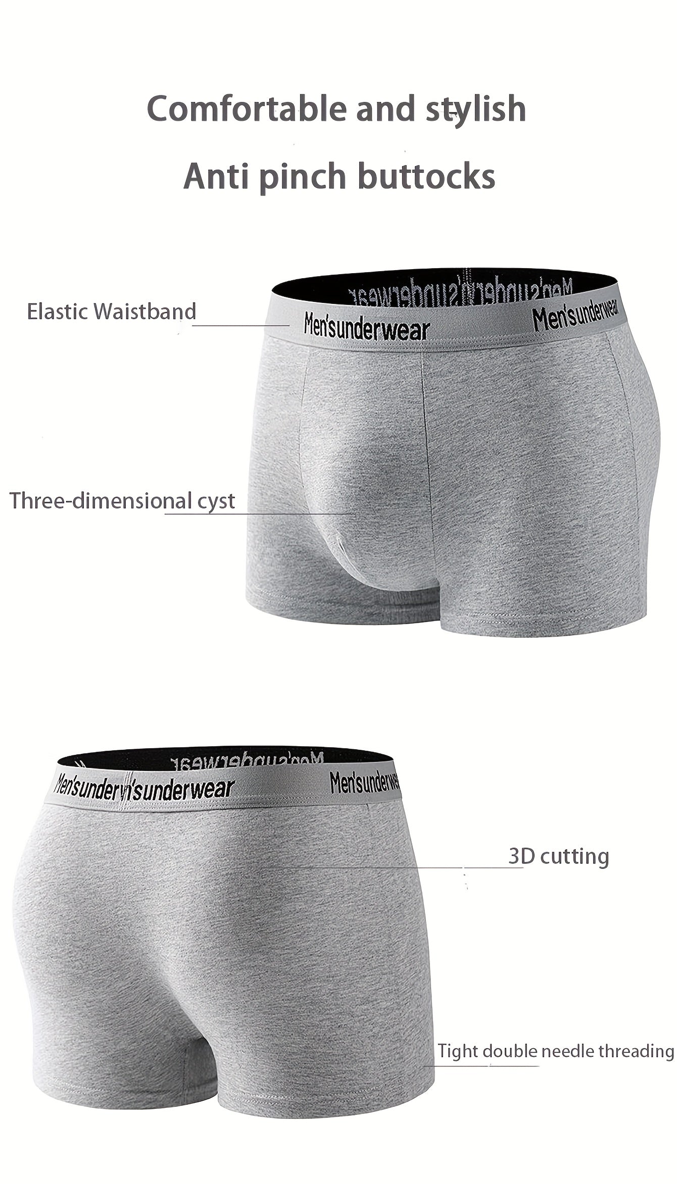 10pcs Men's Cotton Underwear, Casual Boxer Briefs, Breathable Comfort Stretch Sports Short Pants, Underwear for Men Boxers, Boxer Shorts for Men Personalised Gifts, Leisure Underwear, Casual Wear, Snug Fit, Stretchable Fabric