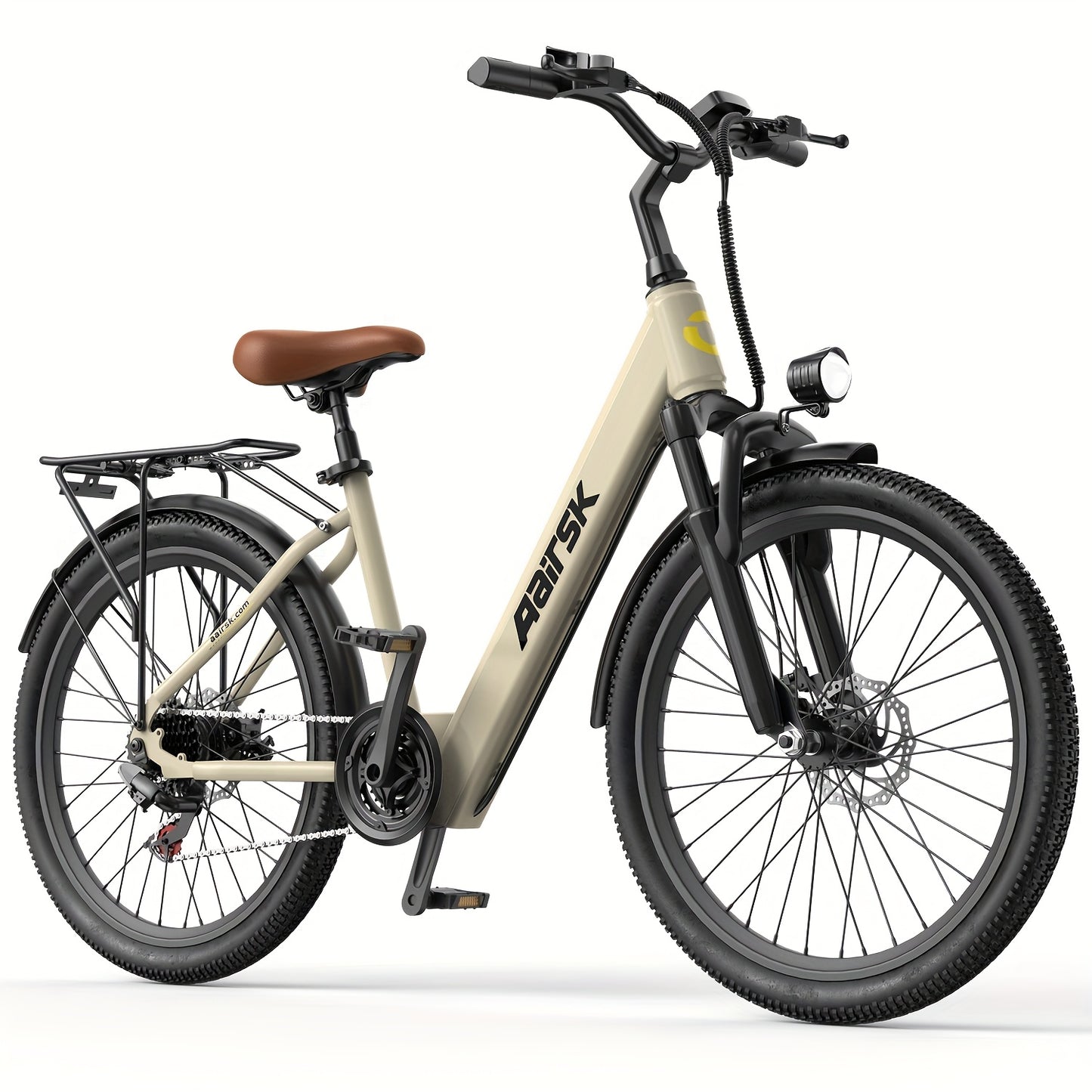 Aairsk 60.96cm Electric Bicycle for Adults, 7-Speed Ebike with 36V 13AH Replaceable Built-in Battery & 250W Motor, Full Suspension Electric Mountain Bike, 25 Km/h And 80km Range E-bike for Urban Commuters