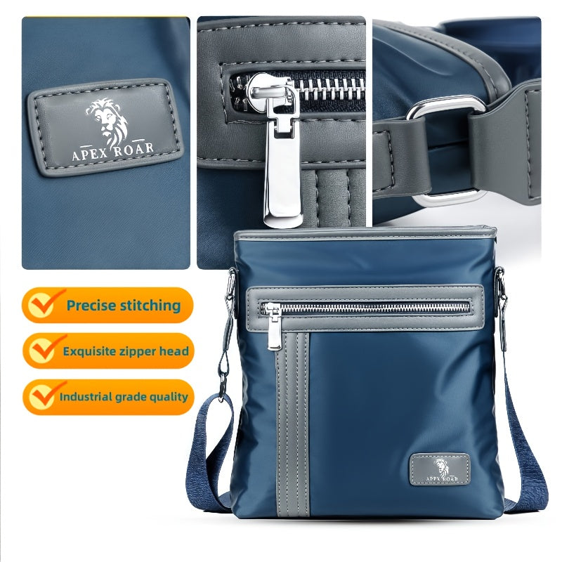 Men's Crossbody Laptop Bag with Tablet Pocket - Heavy-Duty Convertible Messenger Bag, Adjustable Strap & Zippered Compartments, Golden-Tone Hardware - Compatible with 38.1cm Laptop/ Tablet - Navy Blue for Travel, Work, School