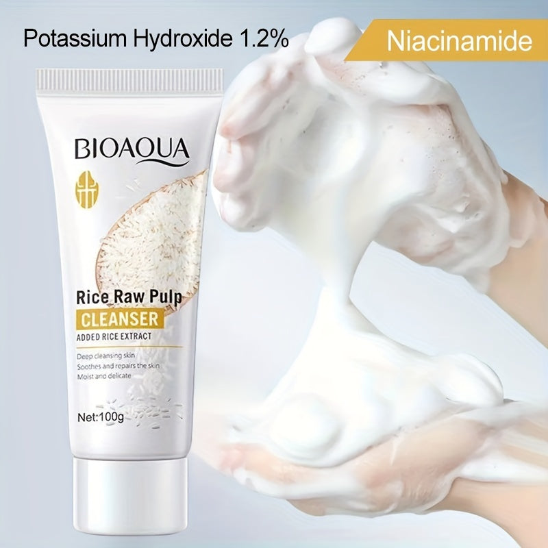 100g Rice Raw Pulp Cleansing Gel, Deep Clean Beautiful Face Wash Care for Delicate Skin for Men And Women Daily Care