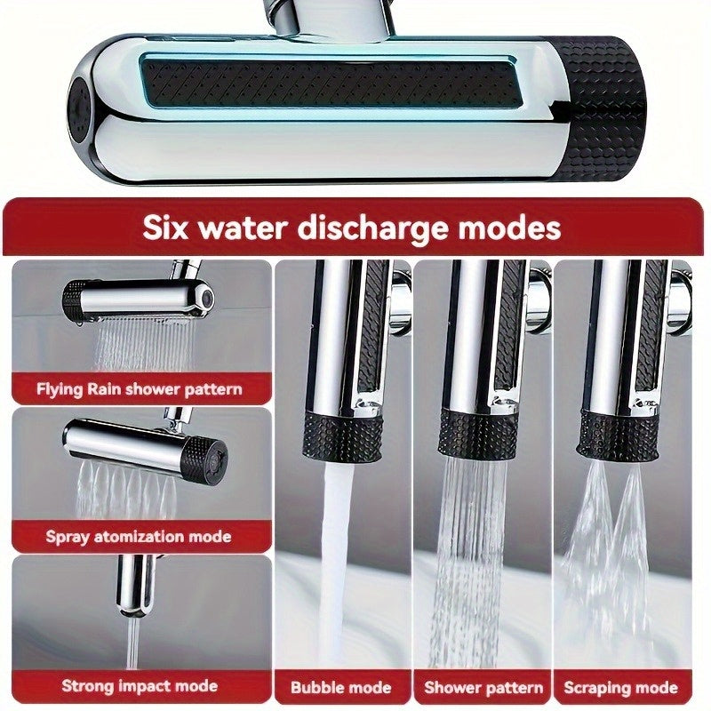 Modern 360° Rotating Faucet Nozzle Replacement Parts with 6 Spray Modes for Kitchen Sink, Metal and Plastic Materials, Splash-Proof Design, A Great Gift Idea