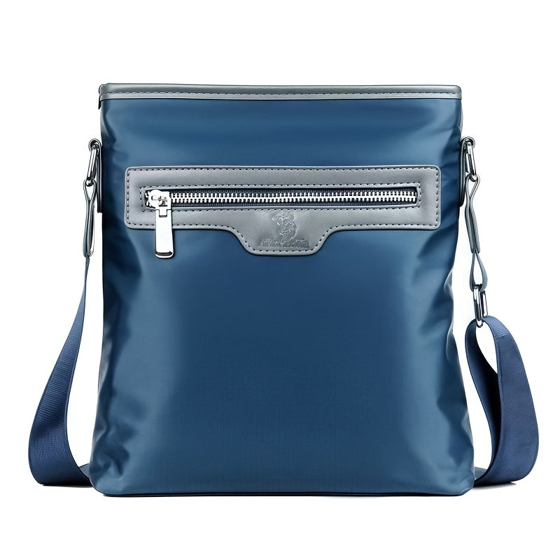 Men's Crossbody Laptop Bag with Tablet Pocket - Heavy-Duty Convertible Messenger Bag, Adjustable Strap & Zippered Compartments, Golden-Tone Hardware - Compatible with 38.1cm Laptop/ Tablet - Navy Blue for Travel, Work, School