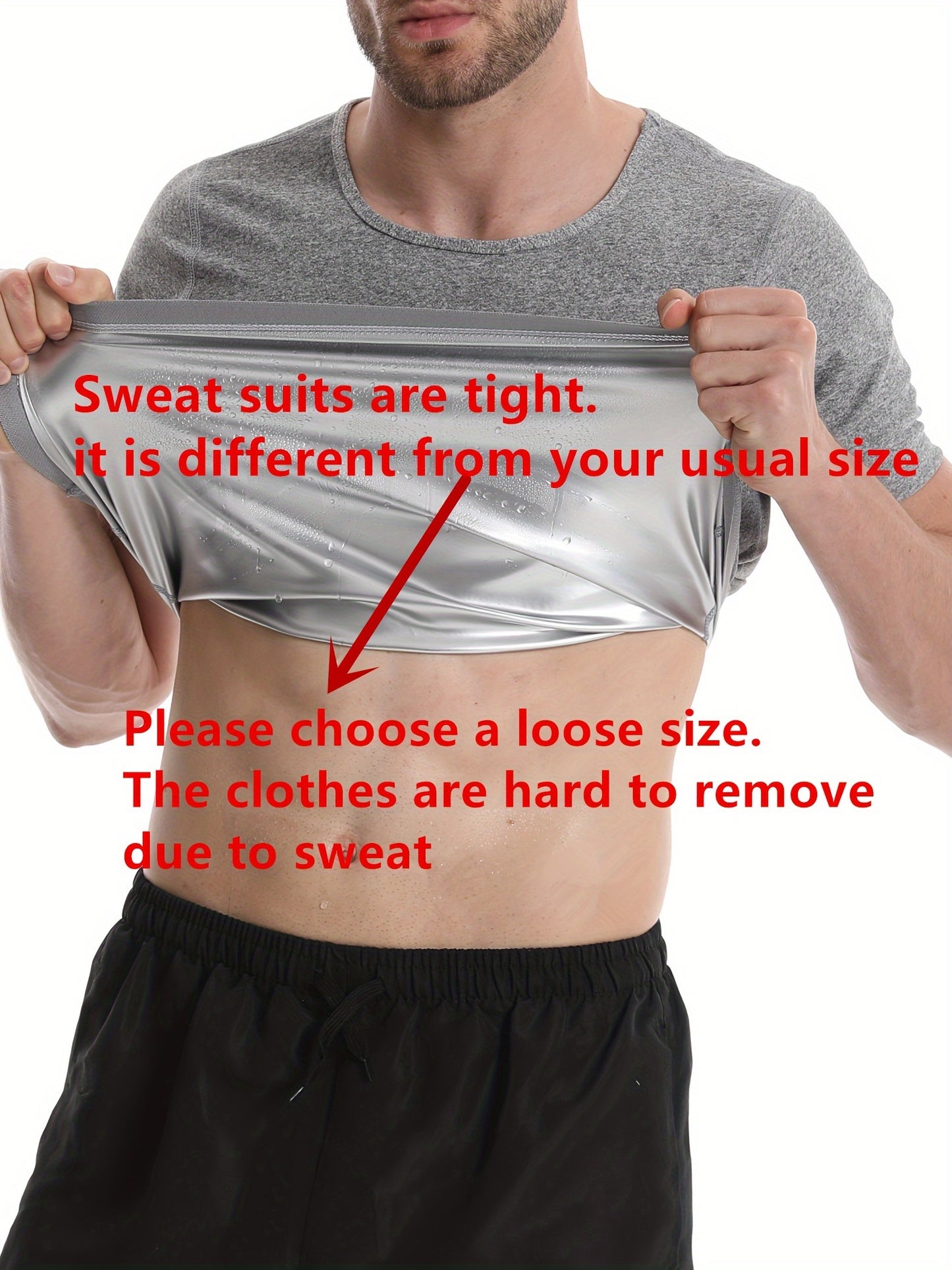 Men's Sweat Sauna Suit: Compression Body Shaper T-Shirt :Burn Fat & Shape Your Body, PU Coating For Warmth