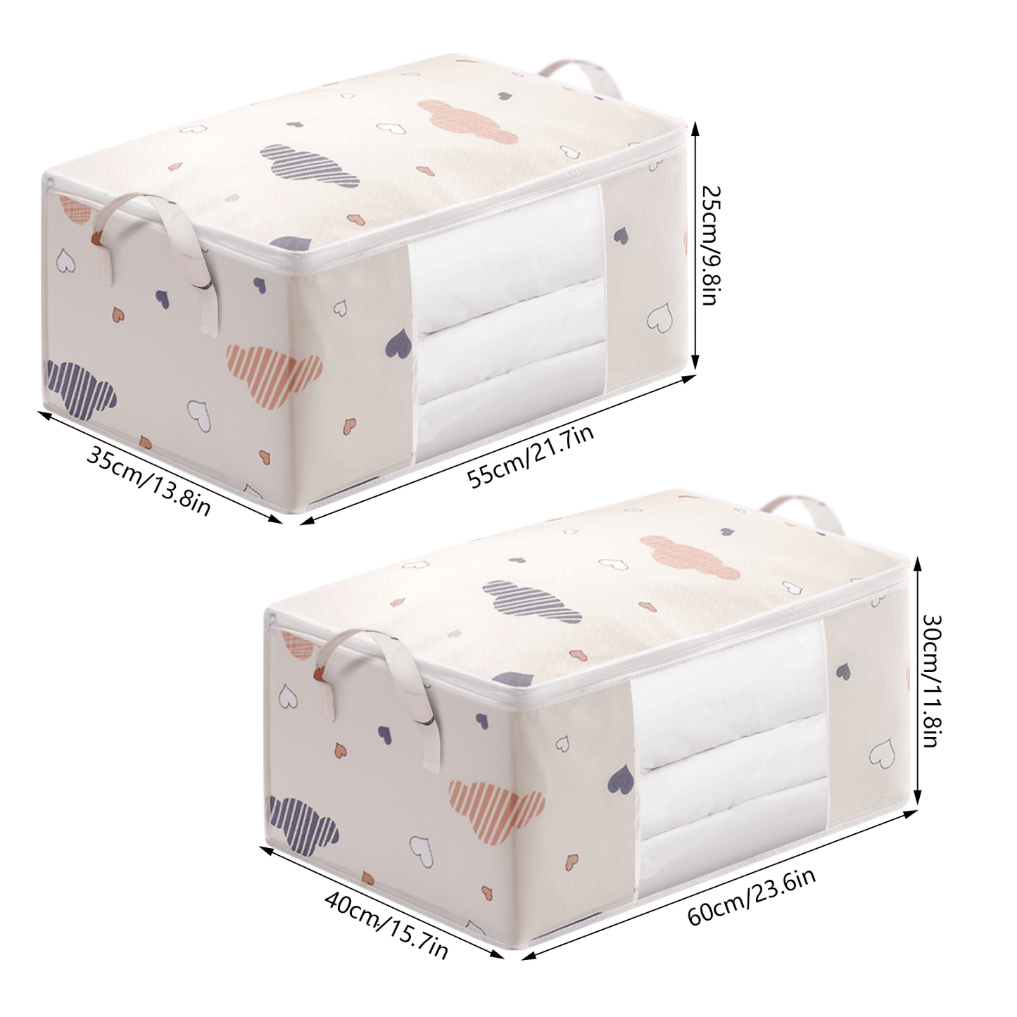 Large Capacity Clothes Storage Bag Organizer With Reinforced Handle, Suitable For Blankets, Bedding, Foldable With Sturdy Zipper, Clear Window Christmas, Halloween, Thanksgiving Gift Easter Gift