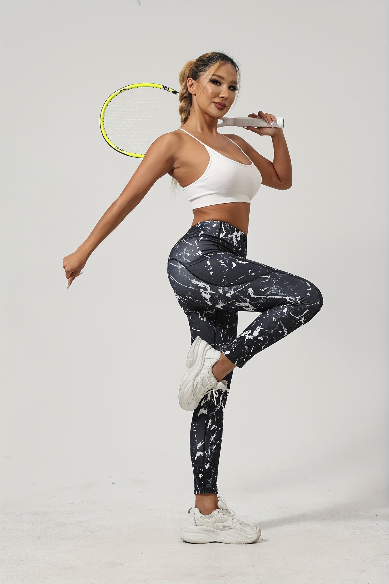 Three-Pack Tie-Dye Print Yoga Pants, Polyester Spandex Fabric Soft Comfortable High Waist Stretchy Fitted Leggings for Daily Wear Workout Casual Cycling Outdoor
