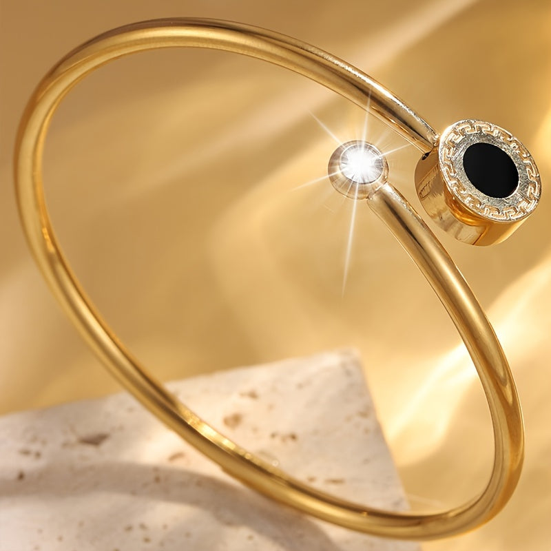 Elegant Stainless Steel Bracelet with Sparkling Rhinestones