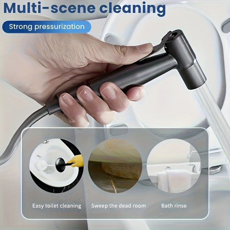 1 Wall Mount Hand Held Sitz Bath Kit, Classic Style, Brushed Finish, Comes with Spray Gun, Telescopic Phone Tube and Stand for Hygienic Toilet Training, Modern Sitz Bath System | Durable Wall Mount I toilet Spray Gun Set