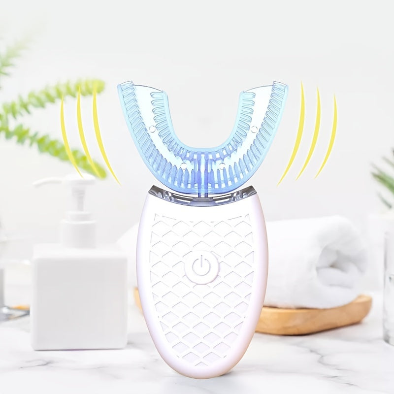 Electric Soundwave technology U-Shaped Toothbrush with LED Light - 360° Mouth Cleansing, 3 Whitening Modes, Rechargeable & Washable for Travel and Home Use, EAFC