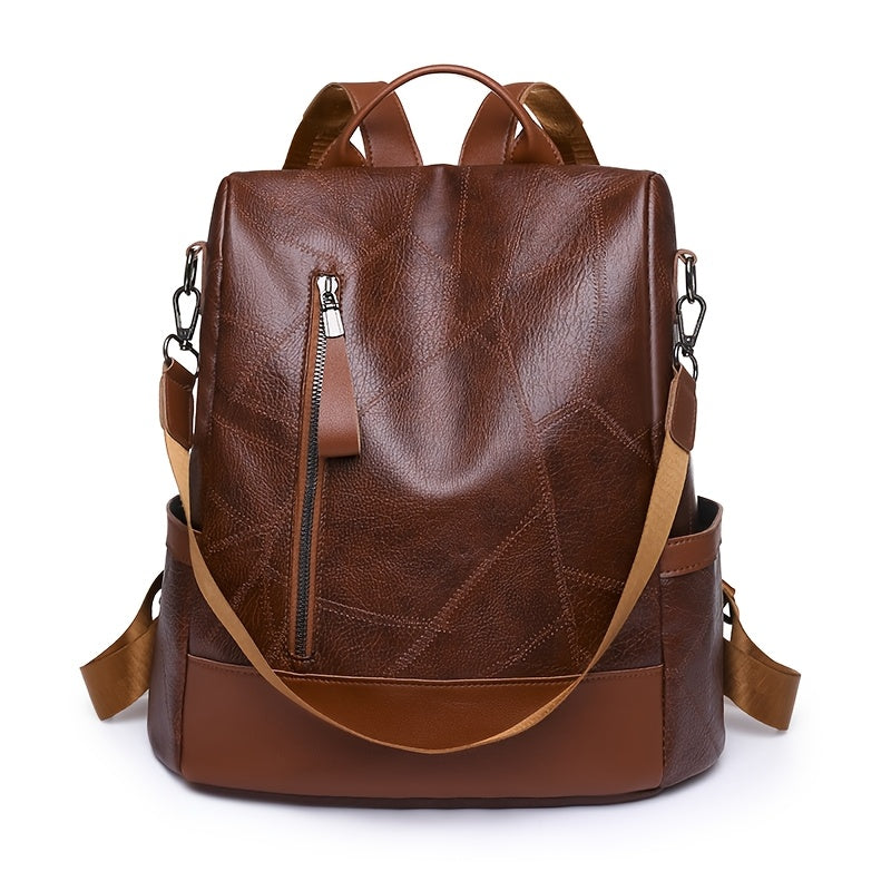Women's Backpack Burgundy/Black - Adjustable Shoulder Straps & Golden-Tone Hardware, Heavy-Duty Zipper Closure, Golden-Tipped Back Panel (No Hardware Visible),, Travel Handbag (Coffee Brown, Burgundy, Black) - PU