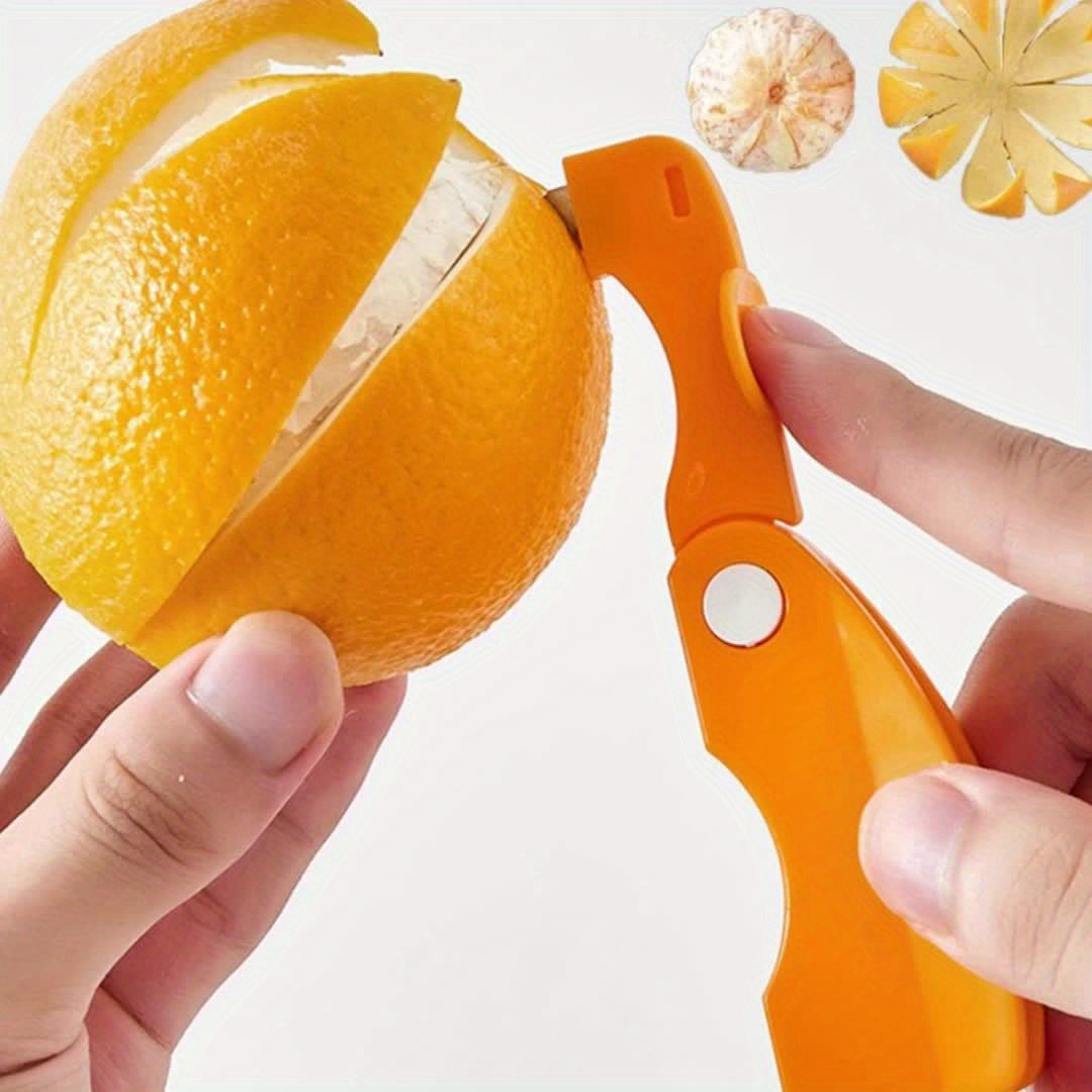 1/2pcs, Orange Peeler, Plastic Orange Peeler, Simple Lemon Peeler, Grapefruit Peeler, Creative Cutter, Orange Peeler Tool With Folding Handle, Fruit Peeler, Vegetable Fruit Tools, Kitchen Gadget